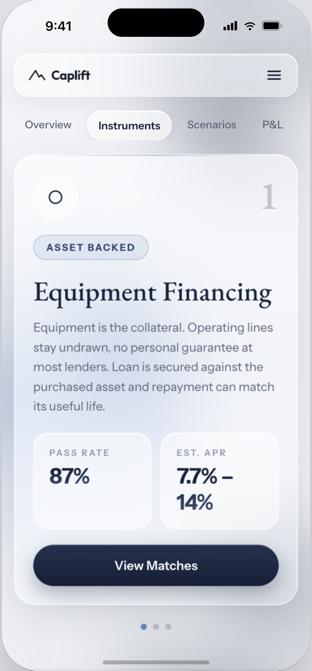 Capital instrument recommendation — mobile